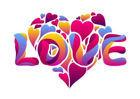 Happy Valentine Day greeting card. Love stylized typography. Romantic background. weeding design.のイラスト素材