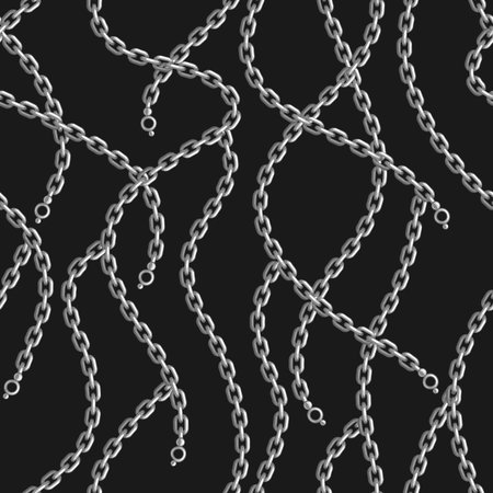 Seamless pattern with golden chains. Beautiful jewelry precious necklaces.