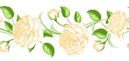 Seamless pattern with yellow roses. Beautiful decorative flowers, buds and leaves.のイラスト素材