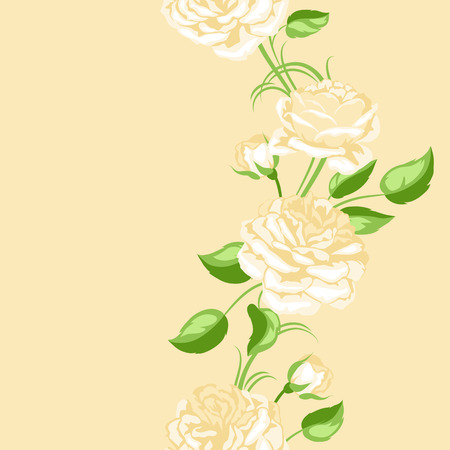 Seamless pattern with yellow roses. Beautiful decorative flowers, buds and leaves.のイラスト素材