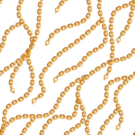 Seamless pattern with golden chains. Beautiful jewelry precious necklaces.