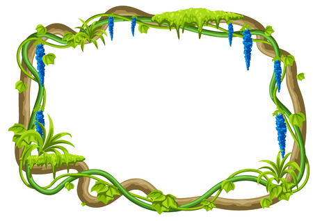 Twisted wild lianas branches frame.のイラスト素材