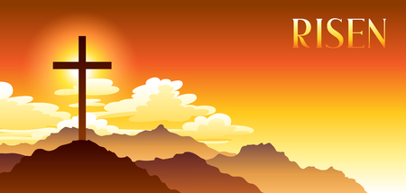 Greeting card with cross and clouds.のイラスト素材