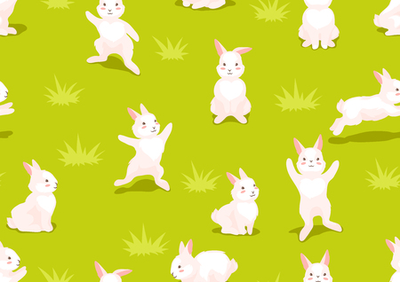 Seamless pattern with cute Easter Bunnies. Cartoon rabbits smile characters for traditional celebration.のイラスト素材