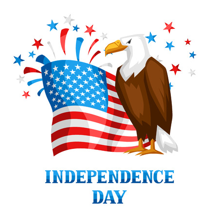 Fourth of July Independence Day print. American patriotic illustration.のイラスト素材