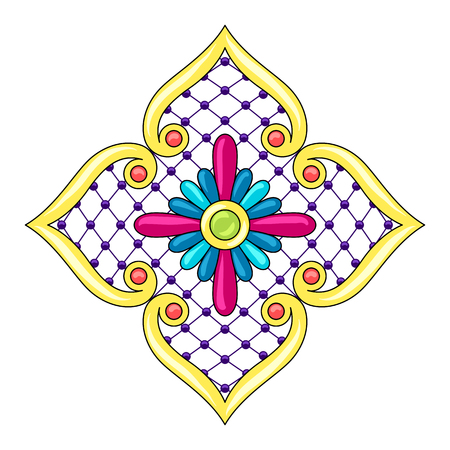 Mexican star with ornamental flower. Traditional decorative object. Talavera ceramic pattern. Ethnic folk ornament.のイラスト素材