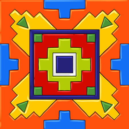 Mexican talavera ceramic tile pattern. Ethnic folk ornament.のイラスト素材