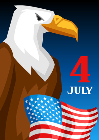 Fourth of July Independence Day greeting card. American patriotic illustration.のイラスト素材