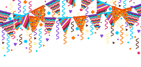 Greeting card with garland of flags. Celebration holiday background.のイラスト素材