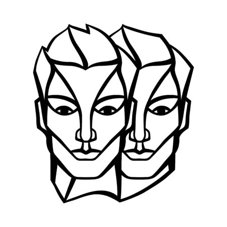 Gemini zodiac sign, black horoscope symbol.のイラスト素材
