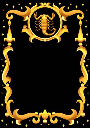 Scorpio zodiac sign with golden frameのイラスト素材