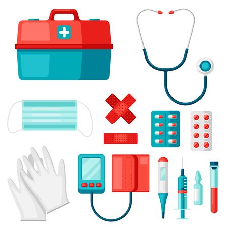 Medical instruments for emergency assistance.のイラスト素材