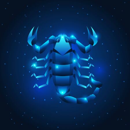 Scorpio zodiac sign, blue star horoscope symbol.のイラスト素材