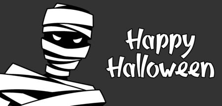 Happy Halloween greeting card with mummy. Illustration or background for holiday and party.のイラスト素材