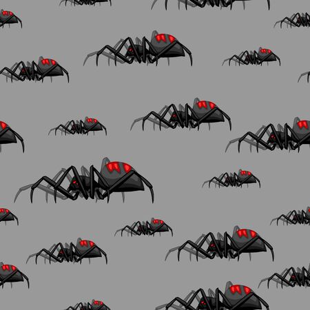 Seamless pattern with black widow spiders. Background for Halloween holiday.のイラスト素材