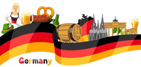 German background design. Germany national traditional symbols and objects.のイラスト素材