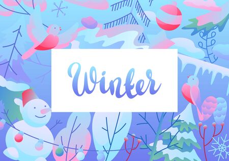 Background with winter items. New Year and Christmas objects.のイラスト素材