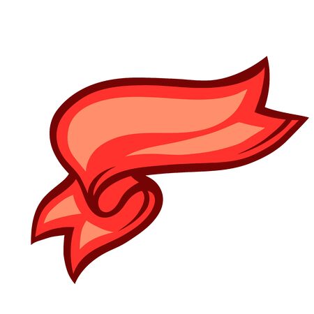 Illustration of red ribbon. Stylized cartoon icon in retro style.のイラスト素材