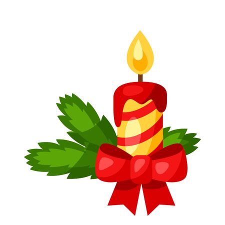 Illustration of Christmas candle. Stylized flat icon.のイラスト素材