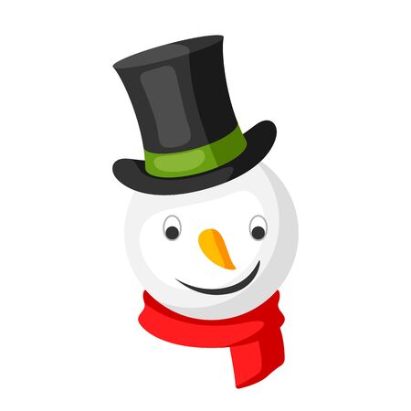 Merry Christmas snowman head in top hat. Accessory for festival and party.のイラスト素材