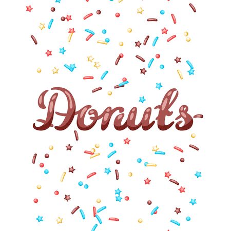 Card with decorative donut sprinkles. Background of donuts glaze.のイラスト素材