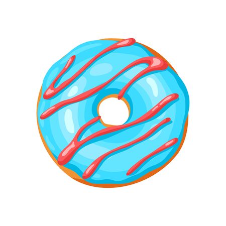 Illustration of glaze donut with sprinkles. Colored sweet pastry.のイラスト素材