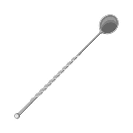Stainless stirring cocktail beverage mixing long handle spoon. Alcohol bar equipment illustration.のイラスト素材