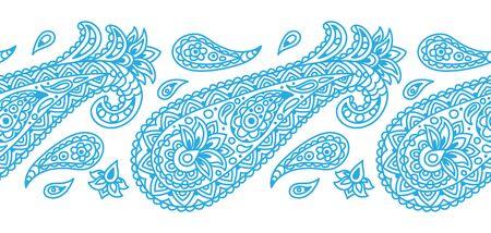 Indian ethnic seamless pattern with paisley. Indonesian batik. Ethnic floral folk ornament with lotus flower. Henna mandala tattoo style.のイラスト素材