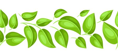 Seamless pattern with spring leaves. Beautiful decorative natural plants and sprigs.のイラスト素材