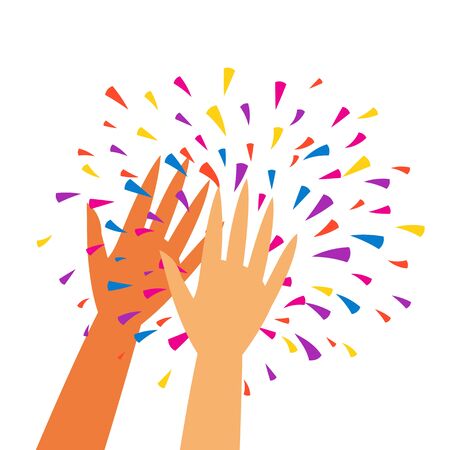 Happy Holi colorful background with hands and paint. Party banner for color festival.のイラスト素材