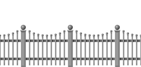 Illustration of metal forged fence. Garden, park or yard hedge section.のイラスト素材
