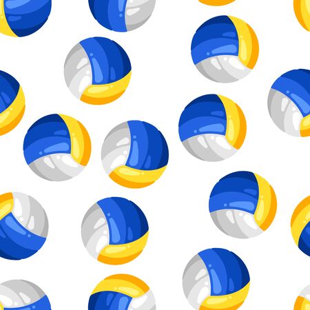 Seamless pattern with volleyball balls in flat style. Stylized sport equipment background.のイラスト素材