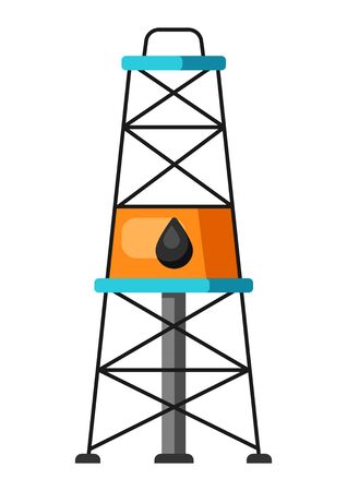 Illustration of oil derrick. Industrial equipment in flat style.のイラスト素材