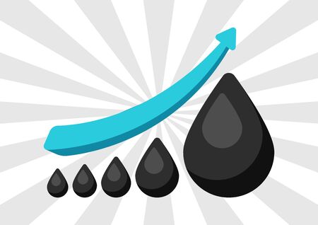 Conceptual illustration of oil price increase. Industrial and economic background.のイラスト素材