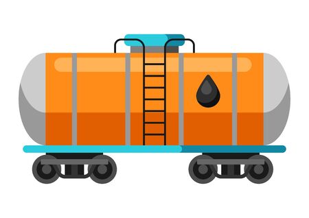 Illustration of oil rail tank. Industrial equipment in flat style.のイラスト素材