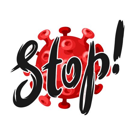 Stop Covid-19. Background with coronavirus molecule. Illustration of new virus symbol. Global pandemic.のイラスト素材