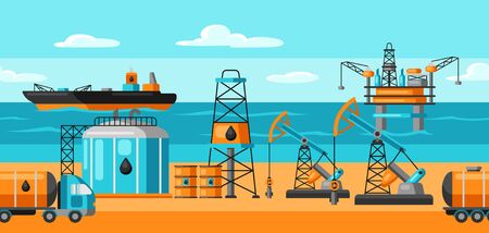 Seamless pattern with oil and petrol icons.のイラスト素材