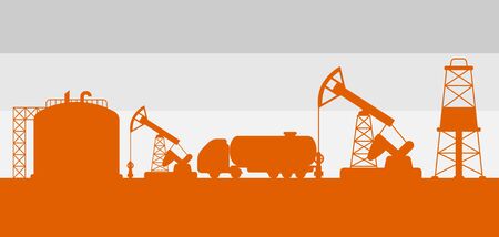 Illustration of oil production. Industrial and business landscape background.のイラスト素材