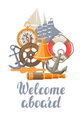 Nautical symbols and items.のイラスト素材