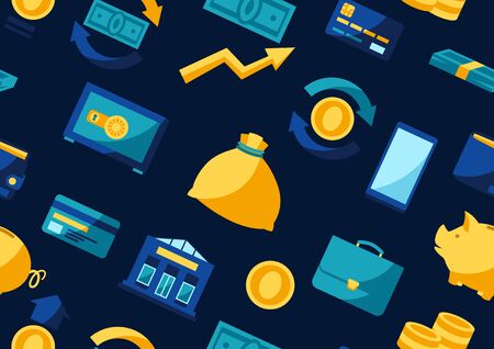 Banking seamless pattern with money icons. Business concept with finance items.のイラスト素材