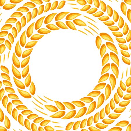 Background with wheat. Agricultural image natural golden ears of barley or rye.のイラスト素材