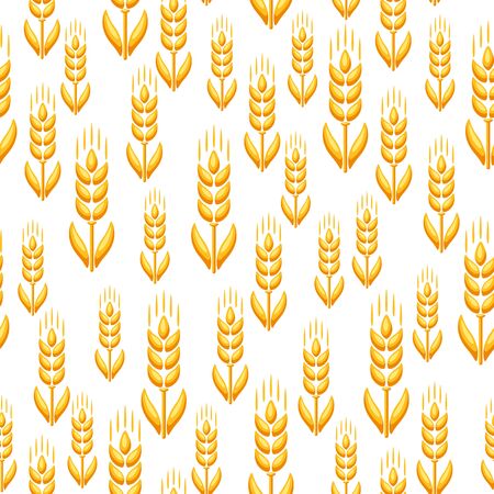 Seamless pattern with wheat. Agricultural image natural golden ears of barley or rye.のイラスト素材