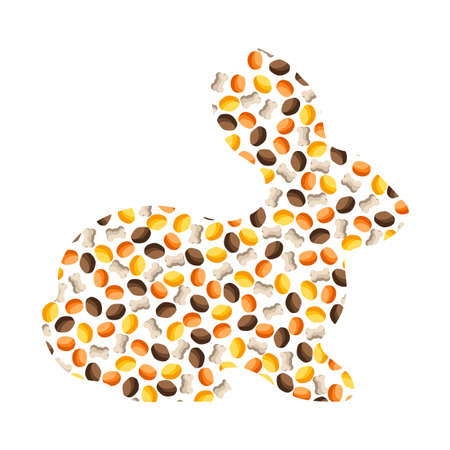 Background with rabbit dry food for cats or dogs. Illustration of animal feed.のイラスト素材