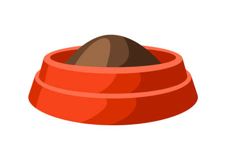 Illustration of cat or dog food plate. Animal feed.のイラスト素材