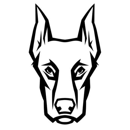 Mascot stylized doberman head. Illustration or icon of domestic animal.のイラスト素材