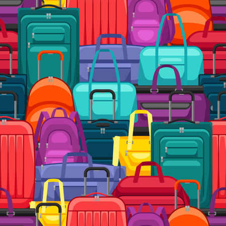 Seamless pattern with travel suitcases and bags. Background for tourism and shops.のイラスト素材