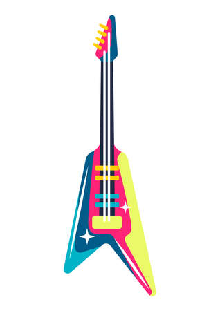 Illustration of musical electric guitar. Music party or rock concert creative image.のイラスト素材