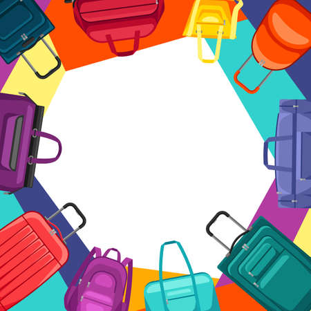 Background with travel suitcases and bags. Illustration for tourism and shops.のイラスト素材