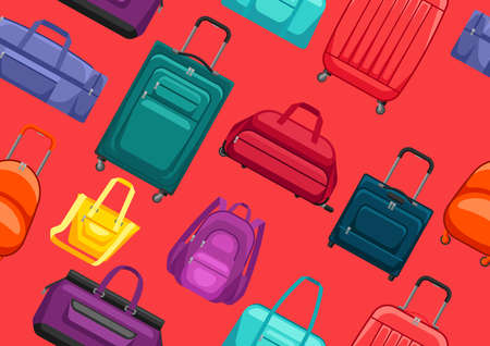 Seamless pattern with travel suitcases and bags.のイラスト素材