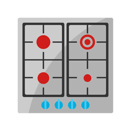 Stylized illustration of gas stove. Home appliance or household item for advertising and shopping.のイラスト素材